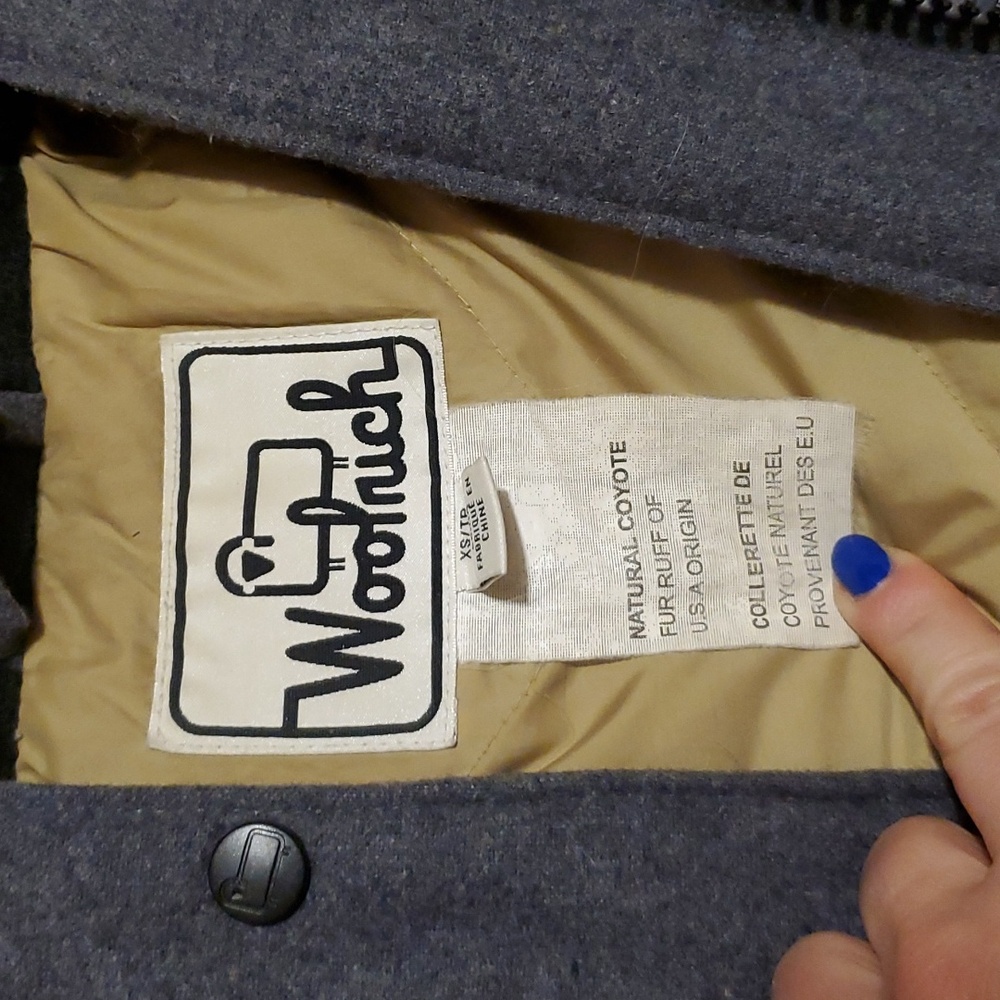 W's XS Woolrich Wool, Down, Real Fur Coat - Picture 3 of 14
